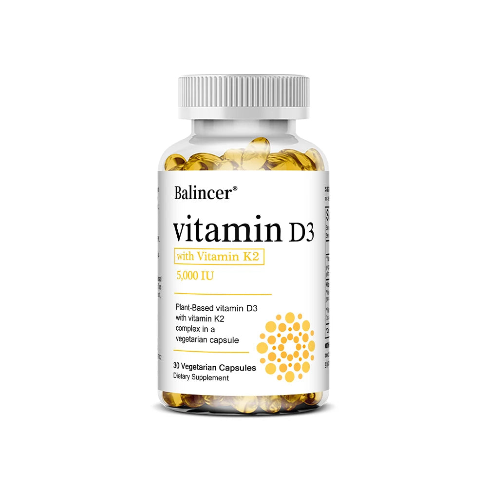 Vitamin D3 5000IU+ K2 (MK7) 1100mcg Capsules - Bone Teeth Joint Heart Circulation & Immunity System Health Support, Vegan Healthy supplements