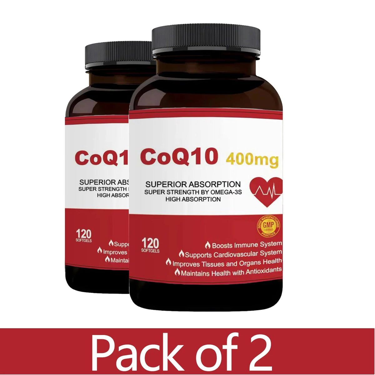 CoQ10 400mg with Omega-3, Antioxidant Supplement for Heart & Energy Health, Cellular Energy Support, Extra Strength Coenzyme Q10 Healthy supplements