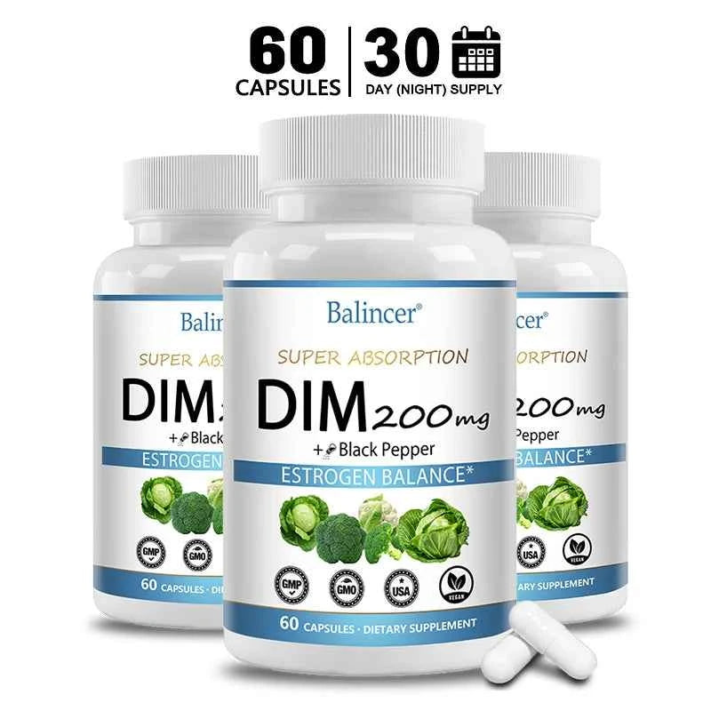DIM Supplement 250mg with Piperine 5mg - Hormone Balance, Menopause Relief & Metabolism Support, Healthy Weight Management