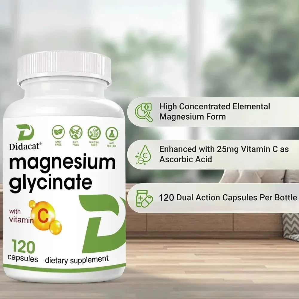Magnesium Glycinate + Zinc Supplement Capsules, High Absorption, Support Sleep Health, Bone Joint, Brain, Strengthen Immune Healthy supplements