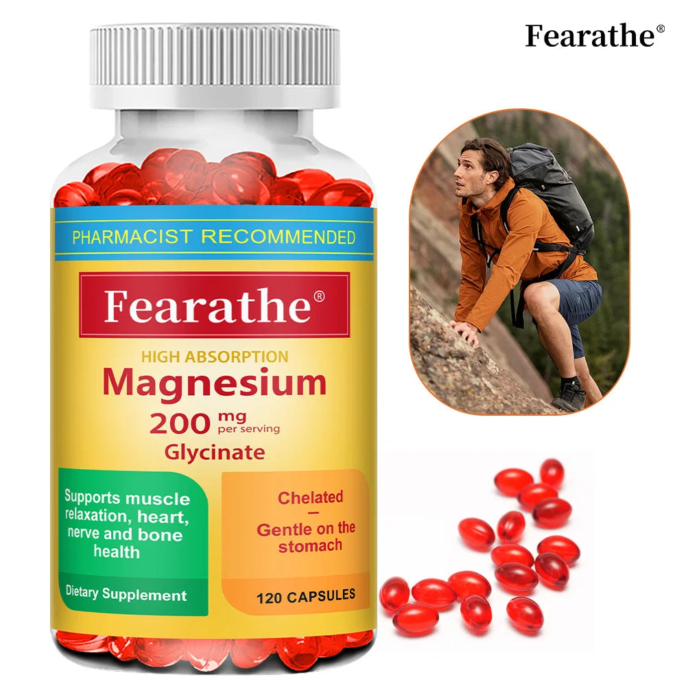 200 Mg Magnesium Glycinate Capsules To Improve Sleep Quality, Support Joint and Bone Marrow Health, and Boost The Immune System Healthy supplements