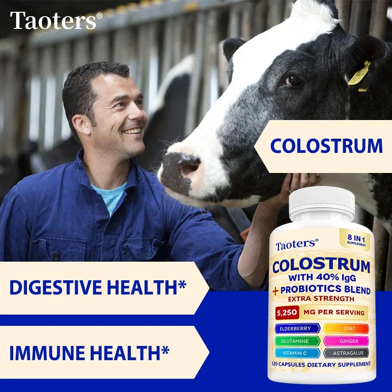 Colostrum Supplement, Contains 40% IgG + Probiotic Mixture, Support Gut, Muscle & Immune Health, Boost Immunity, for Men & Women Healthy supplements