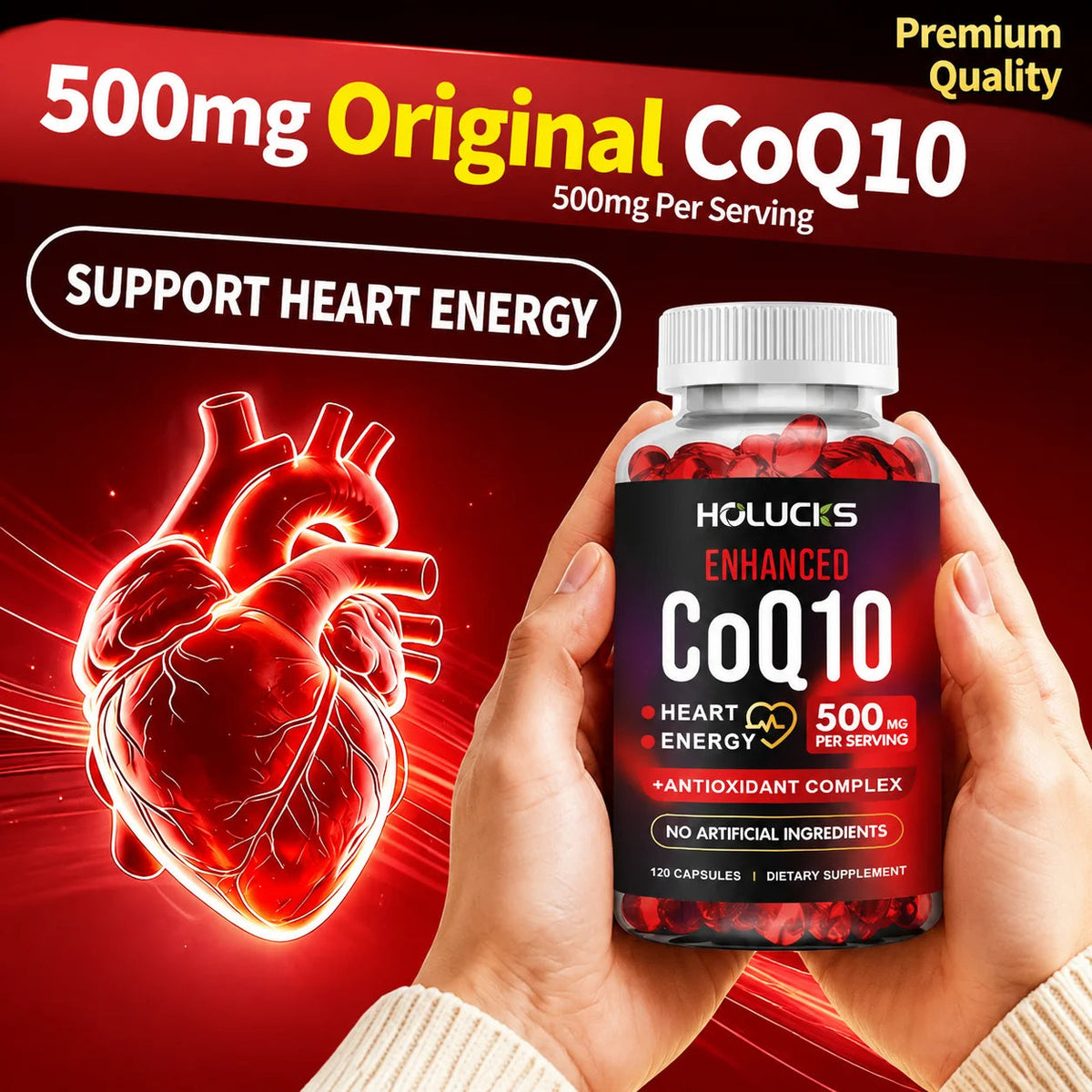 CoQ10 Supplement, Antioxidant for Cardiovascular & Heart Health, Immune Energy & Vitality Support, Super Absorption, Non-GMO Healthy supplements