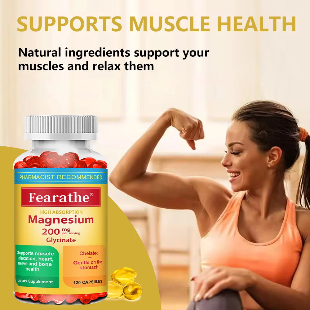 200 Mg Magnesium Glycinate Capsules To Improve Sleep Quality, Support Joint and Bone Marrow Health, and Boost The Immune System Healthy supplements
