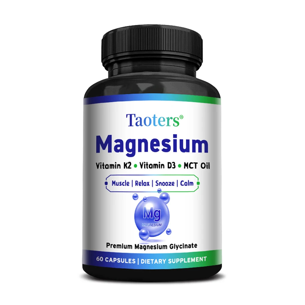 Magnesium Glycinate Capsules - Vitamin K2, D3, Support Bone Joint Wellness, Muscle Recovery, Nerve Mood Balance & Sleep Quality Healthy supplements