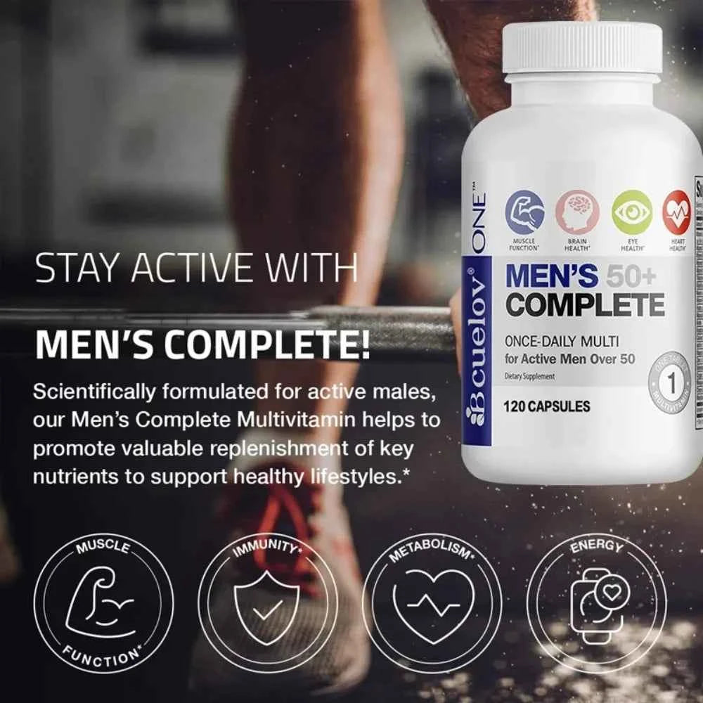 Men's Multivitamin for 50+ - High Potency Formula, for Brain, Eye & Heart Health, for Brain, Eye & Heart Health, 120 Capsules