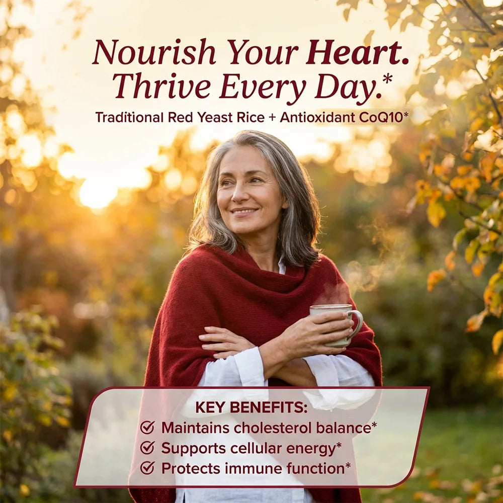 CoQ10 + Red Yeast Rice Supplement, for Cardiovascular & Heart Health, Anti-Aging, Energy Boost, Promote Vitality, Non-GMO Healthy supplements