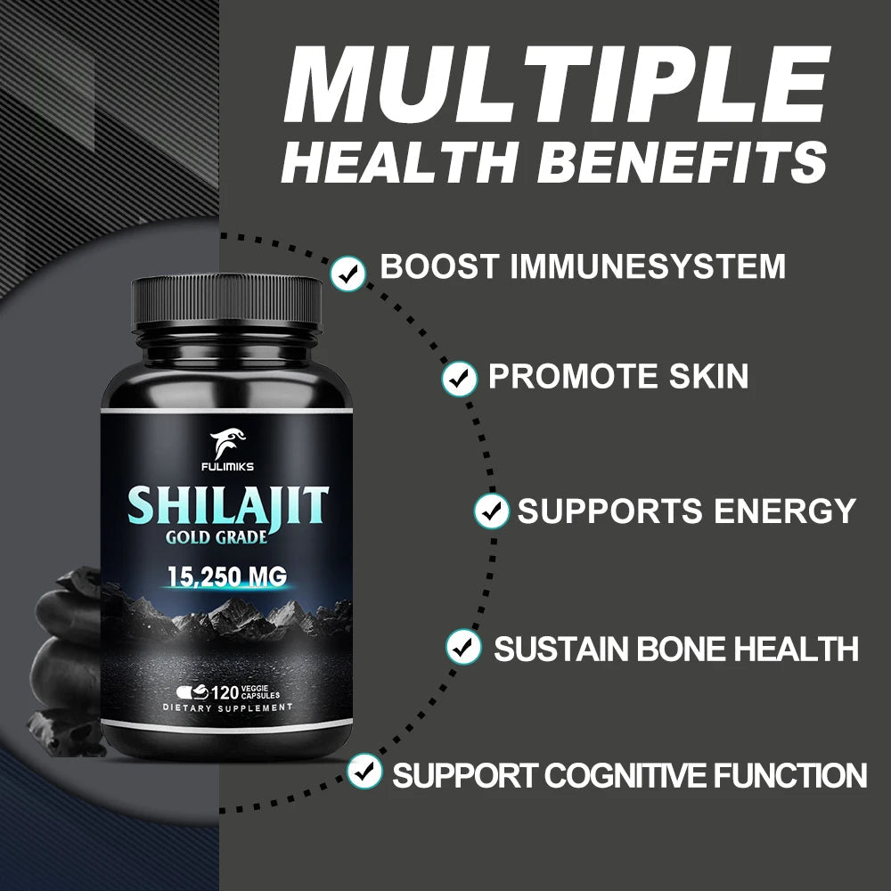 Pure Shilajit Supplement, Immune Support, Support Men and Women's Overall Health, Replenishes Body Minerals, 120 Capsules Healthy supplements