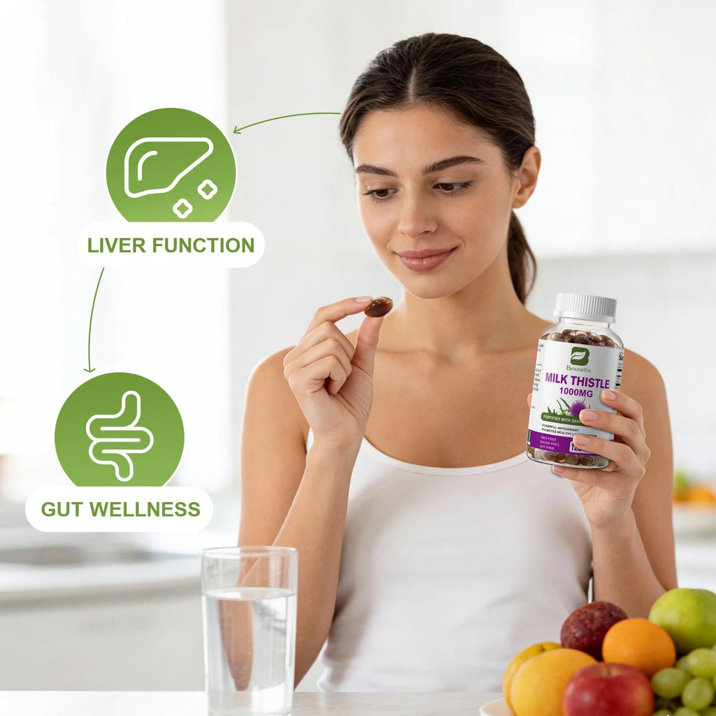 BEWORTHS Milk Thistle Extract Capsule for Liver Health Detox Liver Function Health Skin Care Gut Wellness Gluten Free Vegan Healthy supplements