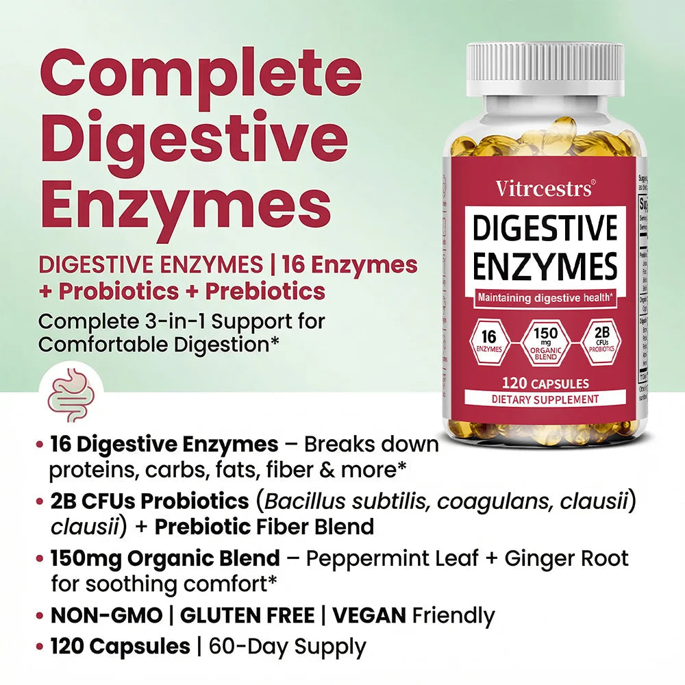 Digestive Enzymes Supplement - Digestion and Intestinal Health for Adults Men and Women, Promotes Nutrient Absorption Healthy supplements