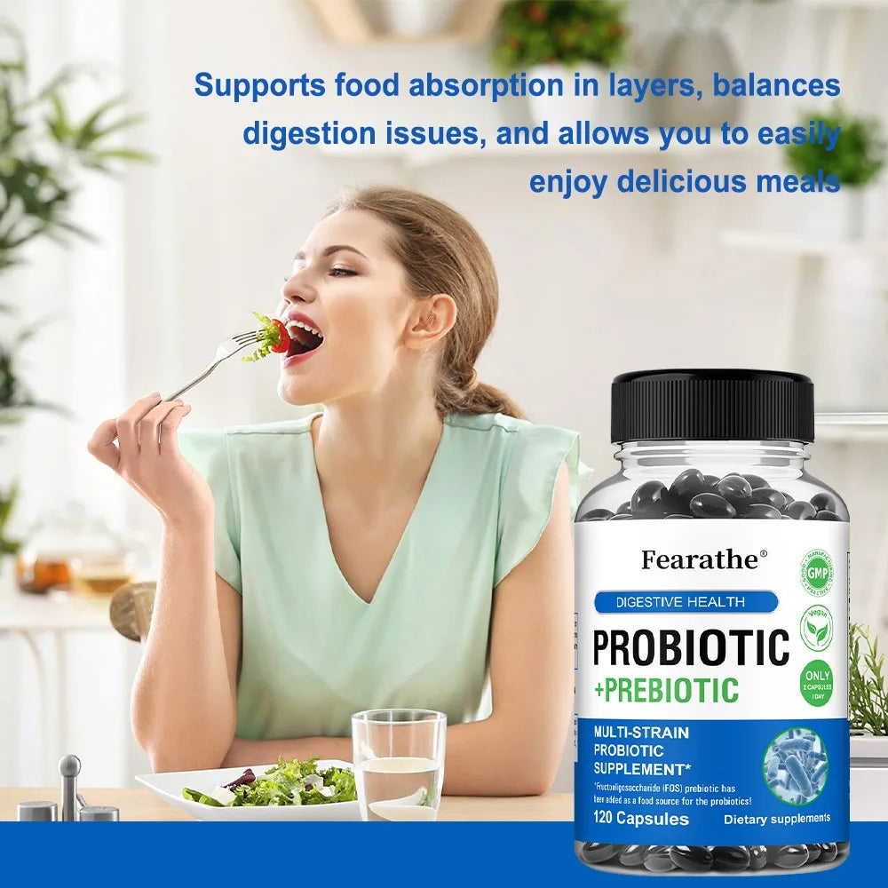 Prebiotics and Probiotics Gut Health Supplement - Digestive Health Acidophilus Probiotic Capsules with Men and Women Healthy supplements