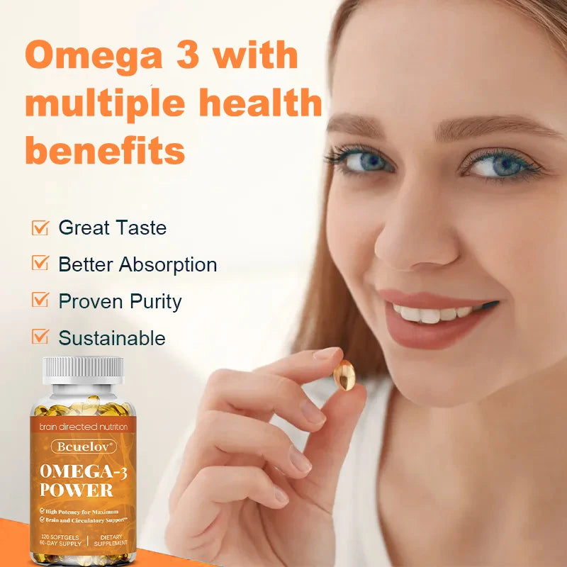 Omega-3 Fish Oil - High-Potency EPA & DHA Supplement for Men & Women, Supports Heart, Joint, Brain Health, Non-GMO, Gluten-Free Healthy supplements