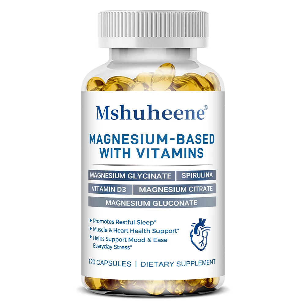 Magnesium 800mg Vitamin D3 Capsules, High Absorption, Supports Sleep, Muscle Recovery, Bone, Heart & Immune Health for Men Women Healthy supplements