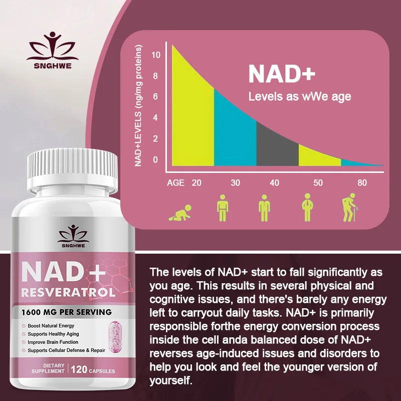 NAD Supplements - Anti-Aging Cell Booster,NAD+ Booster, Nicotinamide Riboside Alternative, Natural Energy & Cellular Health Healthy supplements