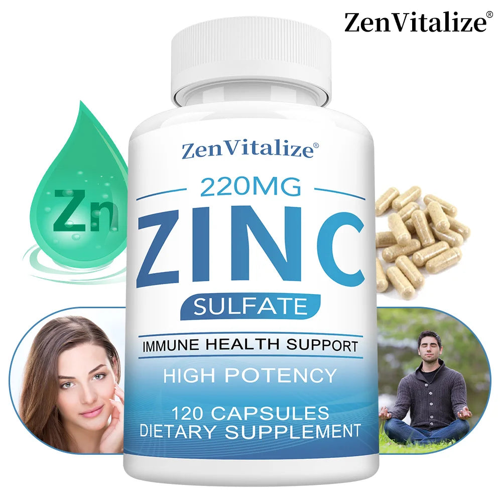Zinc 50Mg Supplement Capsules – Zinc Sulfate for Antioxidant & Skin Health, Suitable for Both Men and Women Healthy supplements