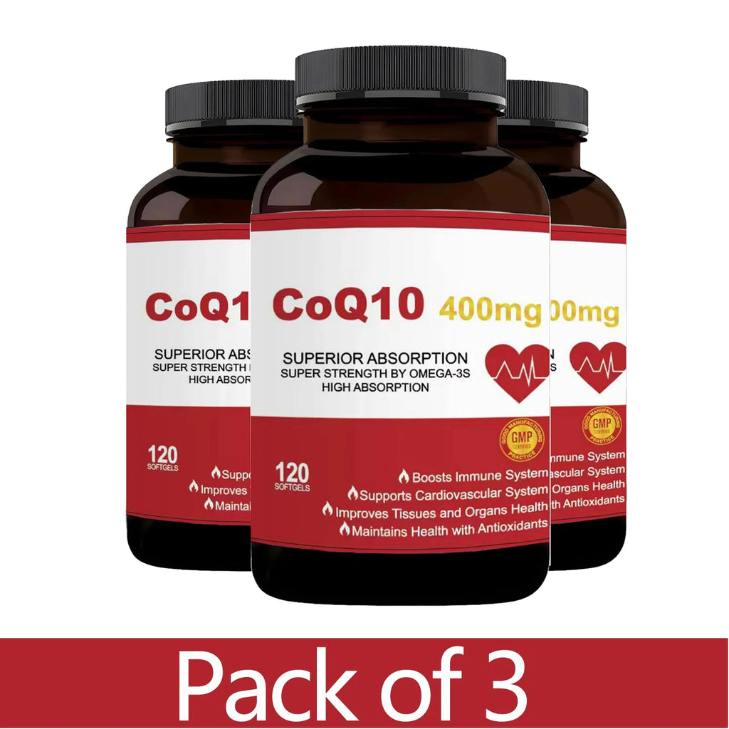 CoQ10 400mg with Omega-3, Antioxidant Supplement for Heart & Energy Health, Cellular Energy Support, Extra Strength Coenzyme Q10 Healthy supplements