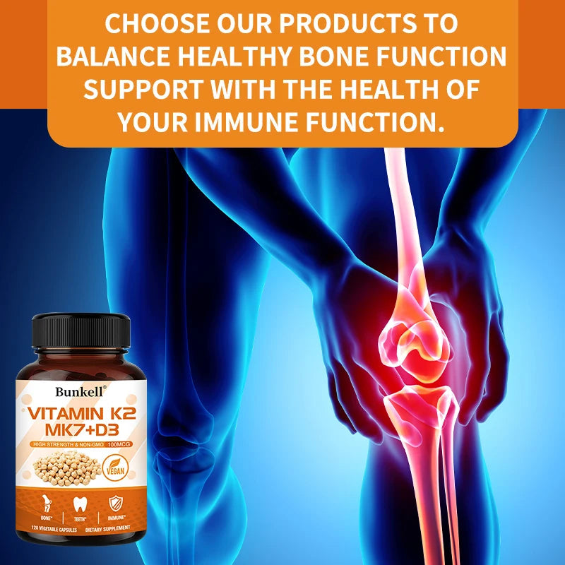 Bunkell Vitamin D3 + K2 Supplement Supports Bone and Dental Health and Enhances Immunity for Men & Women Healthy supplements