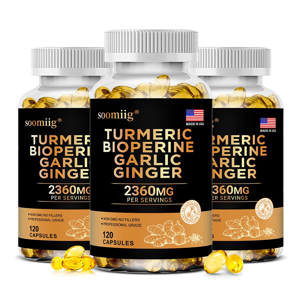 Turmeric Ginger Supplement with Garlic Curcumin Black Pepper, Support Joint Health, Promote Digestion, and Boost Immune Health Healthy supplements