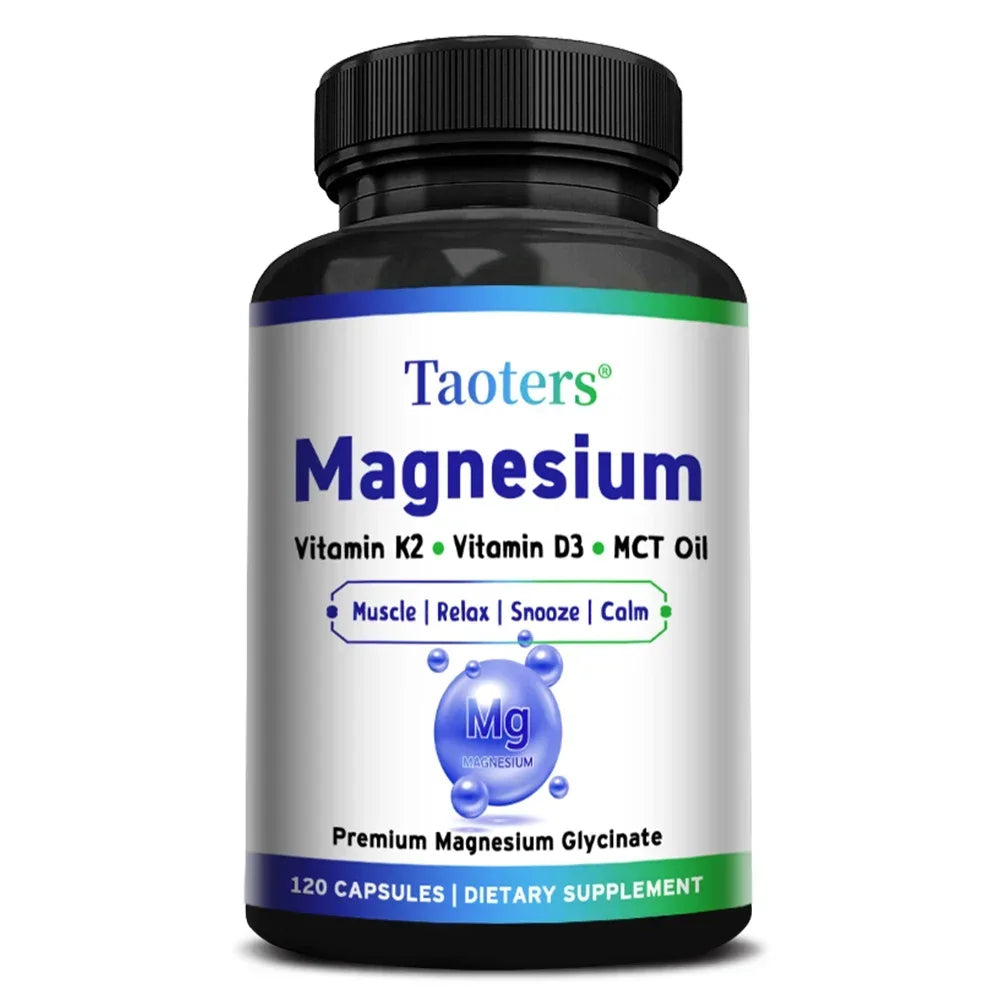 Magnesium Glycinate Capsules - Vitamin K2, D3, Support Bone Joint Wellness, Muscle Recovery, Nerve Mood Balance & Sleep Quality Healthy supplements