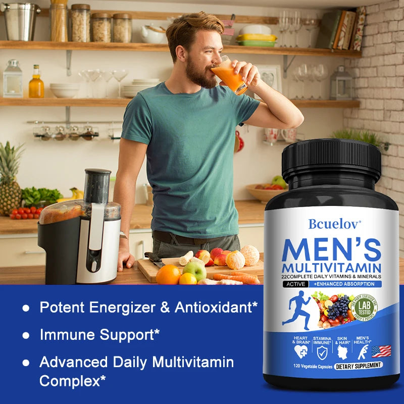 Men's Daily Multivitamin – 22 Vitamins & Minerals, Vegan Dietary Supplement for Energy Immunity Digestion Skin & Overall Health Healthy supplements