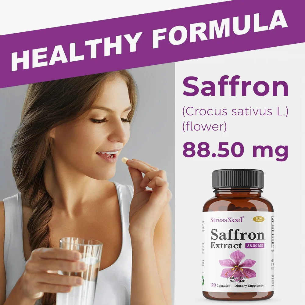Saffron Extract Capsules, Antioxidant Daily Wellness Supplement, Improve Eye Health, Promotes Blood Circulation & Metabolism Healthy supplements