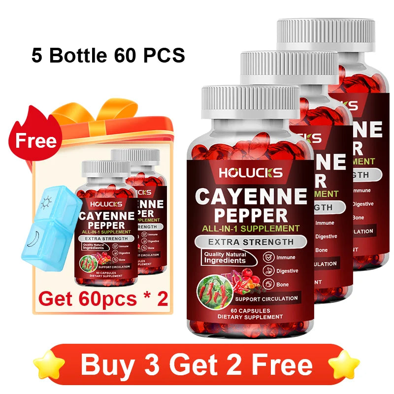 Premium Cayenne Pepper Supplement, with Grape Seed Oil, Turmeric, for Bone & Joint Health, Daily Digestive & Immune Health Healthy supplements