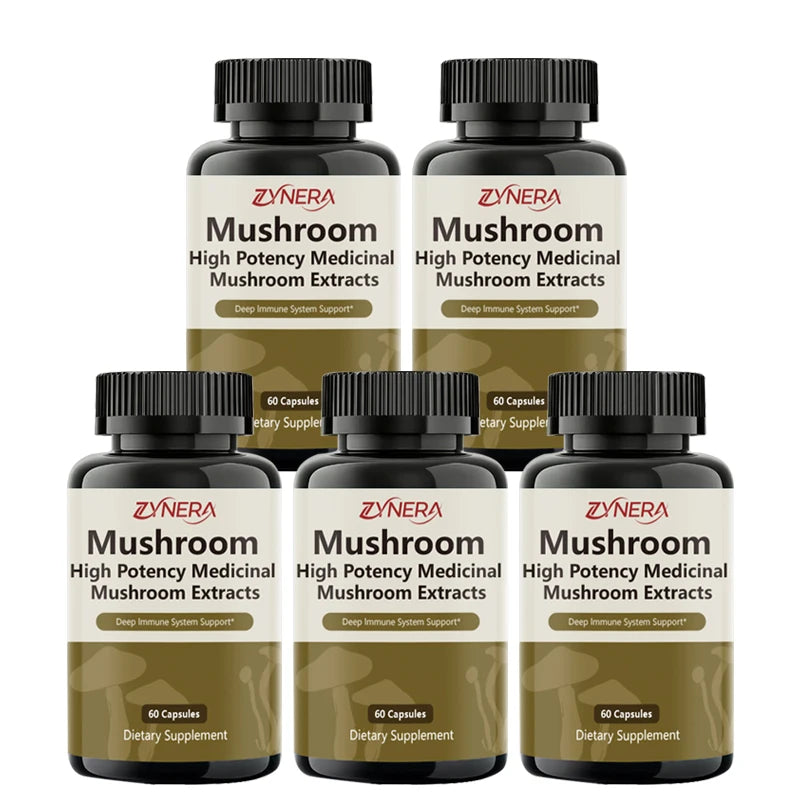 Mushroom Complex Capsules Supplement Support Immunity and Focus Health Boost Memory Protect Brain Nerves for men women stressful Healthy supplements