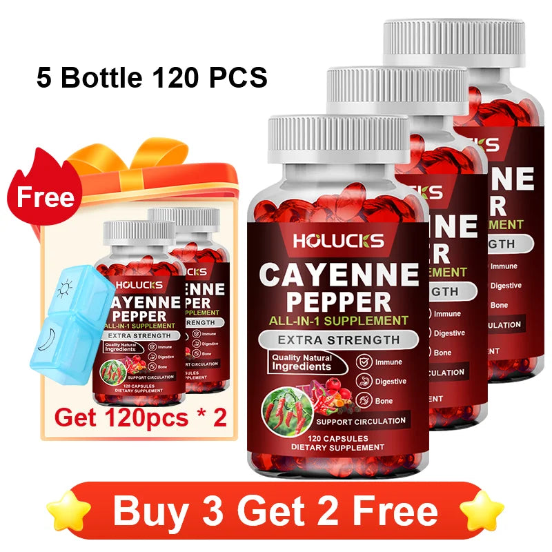 Premium Cayenne Pepper Supplement, with Grape Seed Oil, Turmeric, for Bone & Joint Health, Daily Digestive & Immune Health Healthy supplements