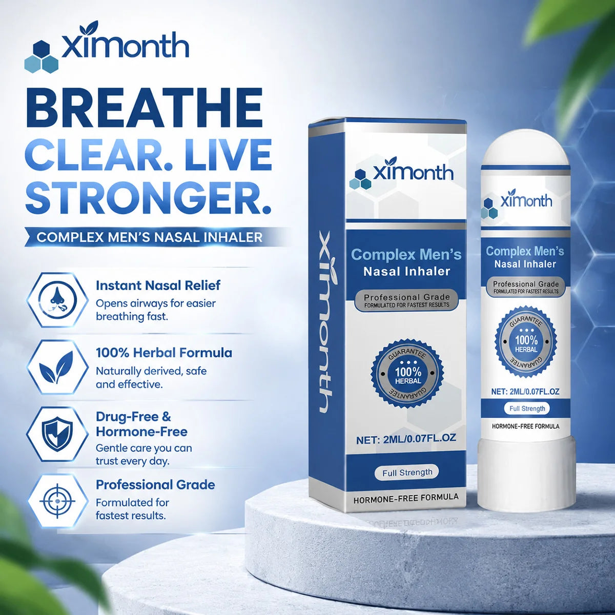 Complex Men's Nasal Inhaler Herbal Hormone-Free Professional Grade Fast-Acting Full Strength Daily Nasal Care Stick For Men Healthy supplements