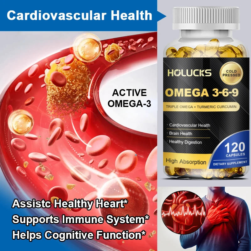 Buy 1 Get 1 Free! Omega 3-6-9 Supplement, Supports Heart & Brain Health, Skin Vitality, Immune Function & Daily Body Balance Healthy supplements