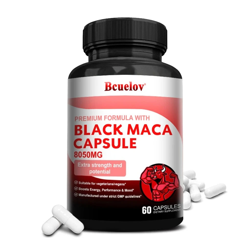 Powerful Black Maca Supplement for Men and Women, Improve Energy, Endurance, Muscle Mass Health, Maca Root Vegan Capsule Healthy supplements