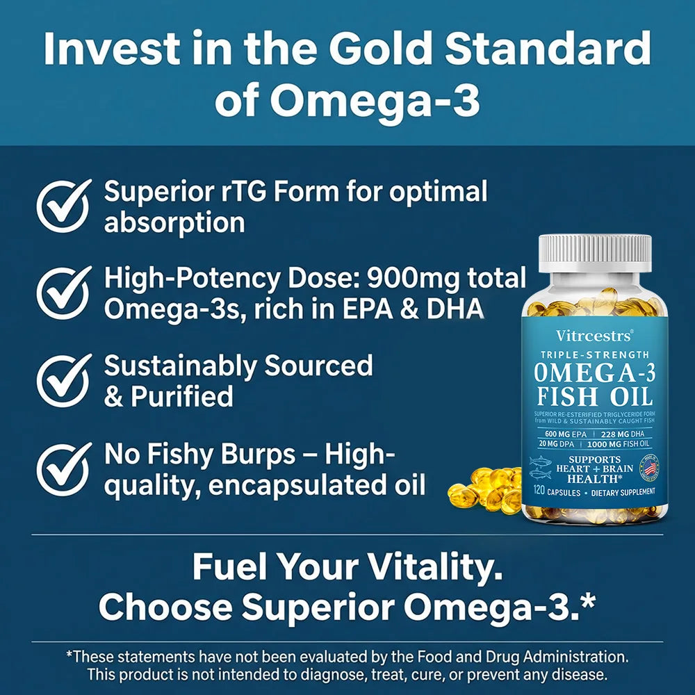 Omega 3 Fish Oil Supplement - Boosts Immunity and Promotes Joint, Eye and Skin Health, Beneficial for Brain and Heart Health Healthy supplements