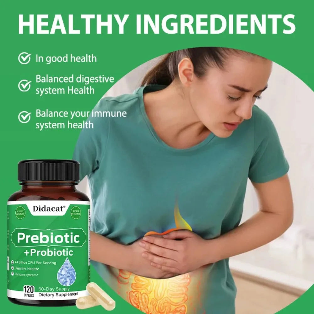 Probiotics & Prebiotics Supplement for Women & Men, Support Digestive Health, Gut Health, Immune System, 120 Capsules Healthy supplements