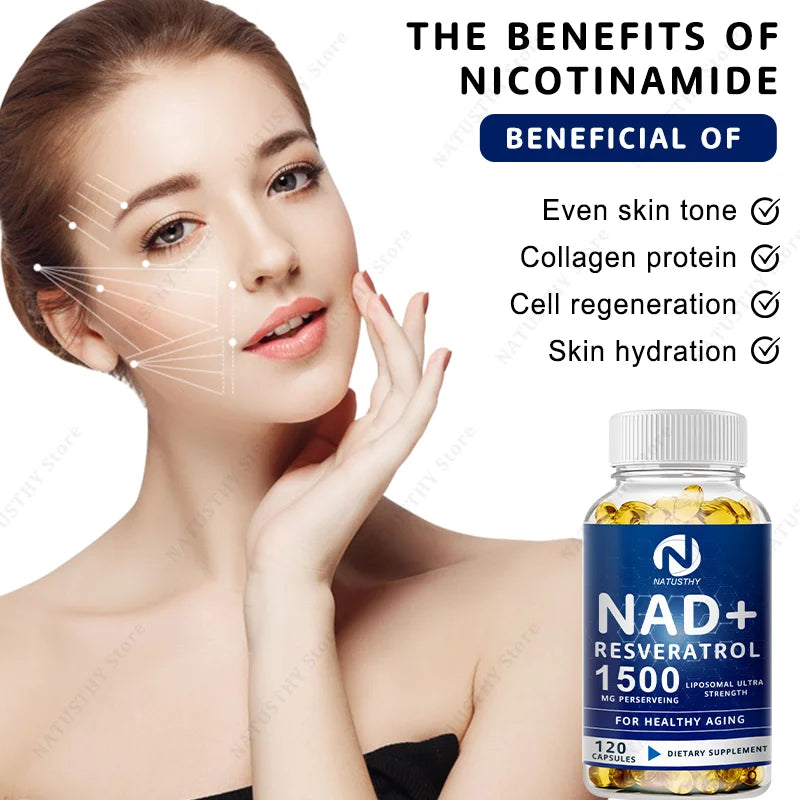 NAD Capsules Supplements - With Trans-Resveratrol, Natural Energy, Anti-aging & Cellular Health, Strengthens The Immune System Healthy supplements