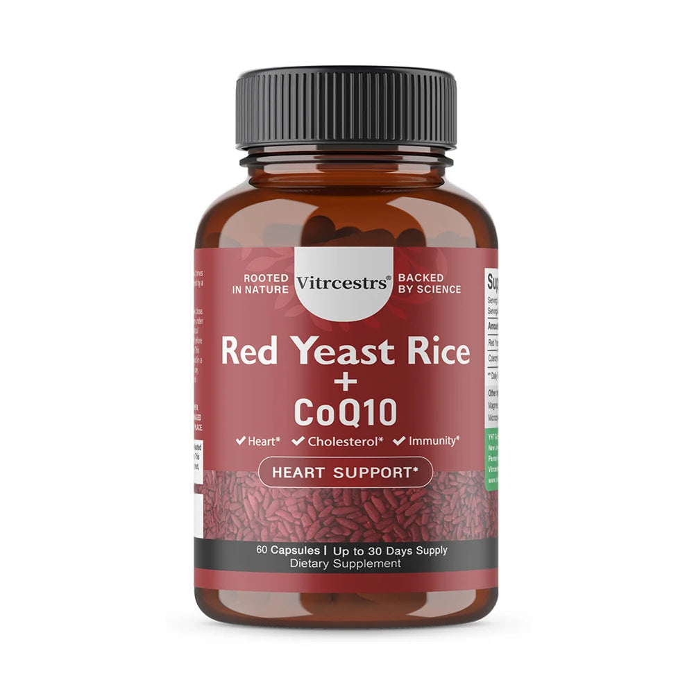 CoQ10 + Red Yeast Rice Supplement, for Cardiovascular & Heart Health, Anti-Aging, Energy Boost, Promote Vitality, Non-GMO Healthy supplements