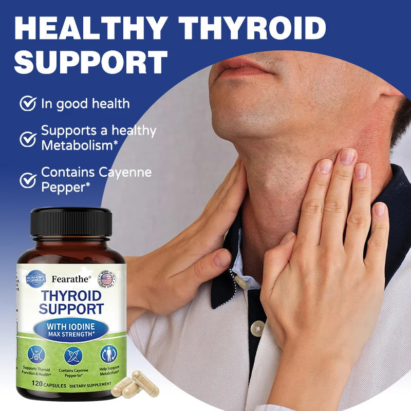 Thyroid Supplement for Men and Women - Thyroid Health, Metabolism, Energy and Focus Formula - 120 Capsules,Non-GMO Healthy supplements
