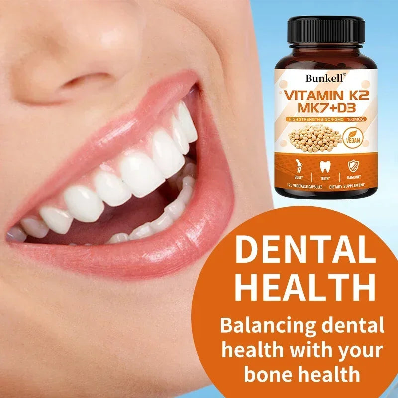 Vitamin K2 MK7 and Vitamin D3 Supplement Capsules, Support Bone Immunity, and Heart Health, Promote Calcium Absorption Healthy supplements