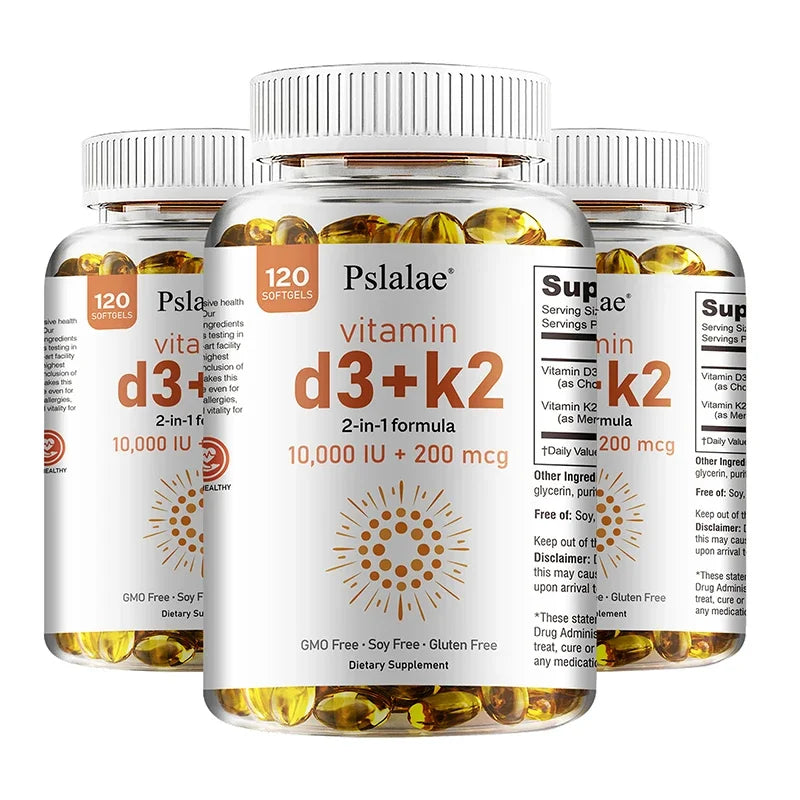 Vitamin D3 10000 IU with K2 200 Mcg, 120 Soft-Gels | 2 in 1 Immune Support, Healthy Muscle Function and Bone Health Healthy supplements