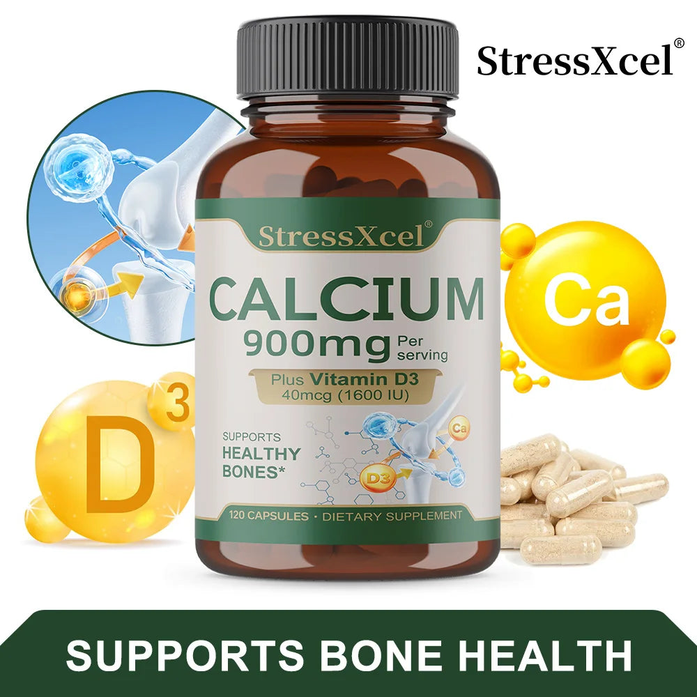 Bone Health and Joint Support Capsules with Calcium, Vitamin D3, Dietary Supplements for Women and Men, Gluten-Free Healthy supplements