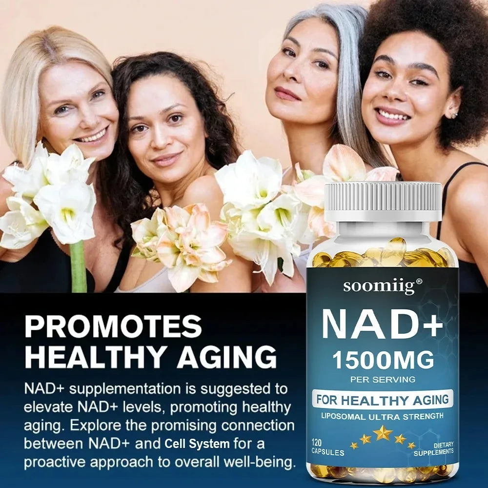 NAD+ Supplement-with Trans-Resveratrol, Support Skin Health, Cell Repair, Brain Cognition, Anti-Aging, Antioxidant, 120 Capsules Healthy supplements
