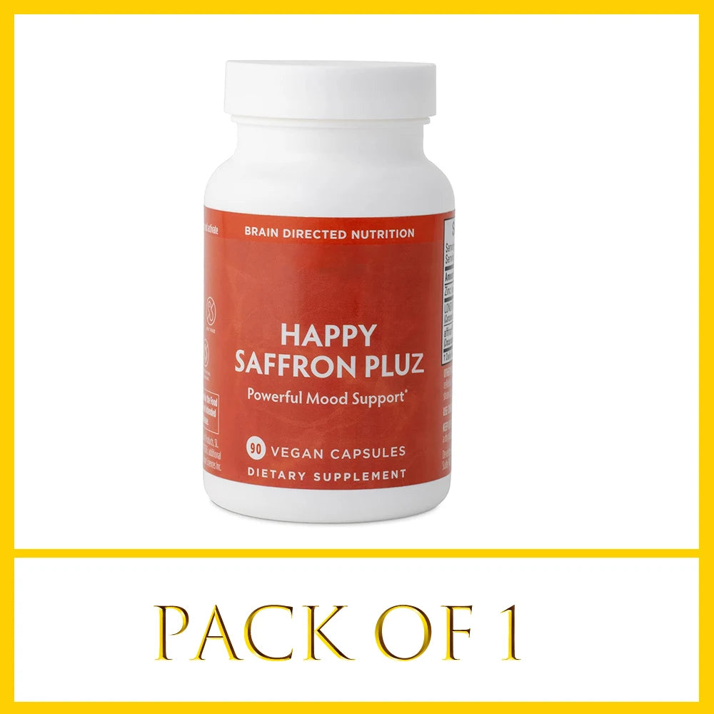 Happy Saffron Supplements Saffron Extract for Mood & Memory, Eye Health - Joint Supplement for Women & Men - 90 Vegan Capsules Healthy supplements
