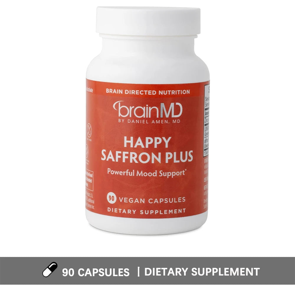 Happy Saffron Plus Supplements - Saffron Flower Extract Supplement for Eye Health Support - Mood Enhancer for Men & Women Healthy supplements