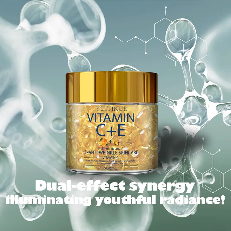 YUITIKUE Vitamin C + E Anti-Wrinkle Capsules - 60g 2-Minute 3x Anti-Aging Skincare for Smooth, Firm & Glowing Skin Healthy supplements