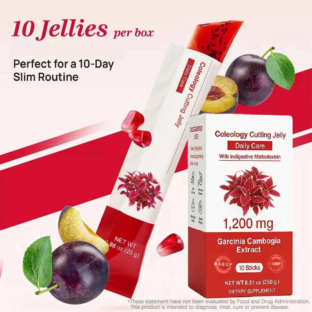 Korean Beauty Pomegranate Collagen Jelly Stick Dietary Fiber Supplement for Weight Management, Chia Seeds & Garcinia Cambogia