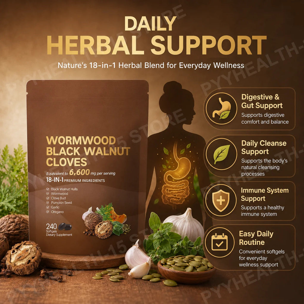 18-in-1 Wormwood Black Walnut Clove Softgels 6600mg Herbal Blend with Garlic Pumpkin Seed Oregano Daily Wellness 240 Softgels Healthy supplements