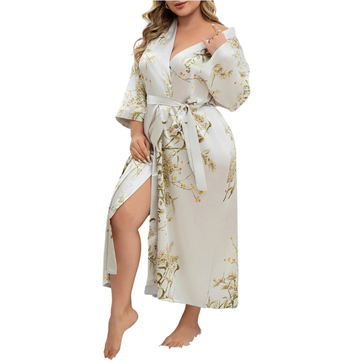 Ladies Oversized Floral Thin Skin-friendly Loungewear Summer Sexy Sleeping Robe Casual Soft and Comfortable Nightdress Homewear Healthy supplements