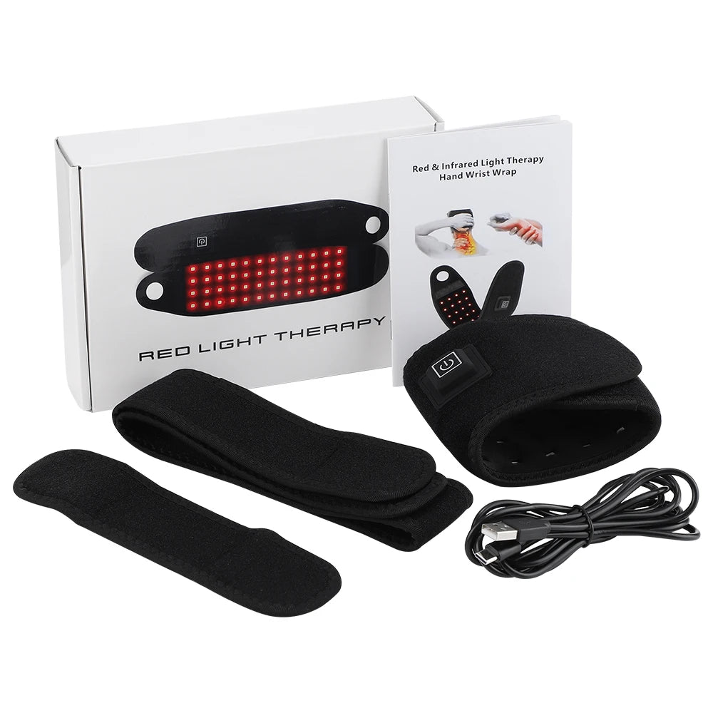 Infrared Wrist Guard Black Protective Gear Universal Left and Right 3 Levels Red Light Adjustment USB Plug Hand Joint Protection Healthy supplements