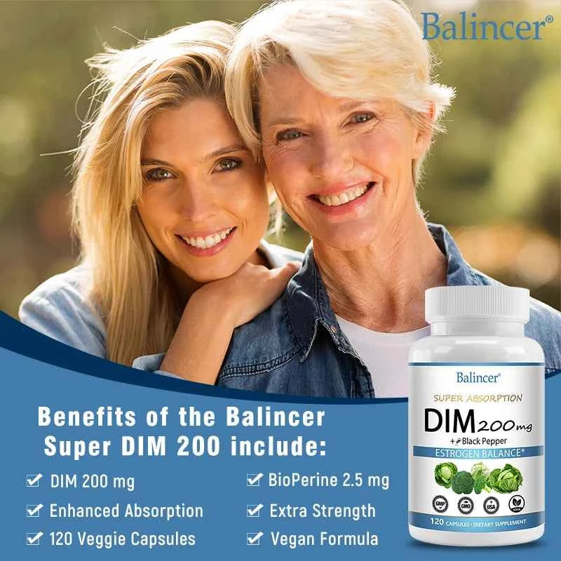 DIM Supplement 250mg with Piperine 5mg - Hormone Balance, Menopause Relief & Metabolism Support, Healthy Weight Management