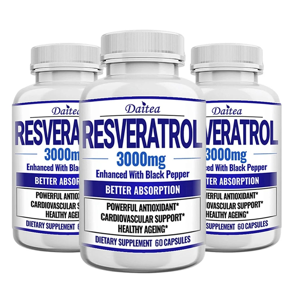 Resveratrol Supplement Capsules - Anti-Aging, Cardiovascular & Joint Support, Skin Health Healthy supplements