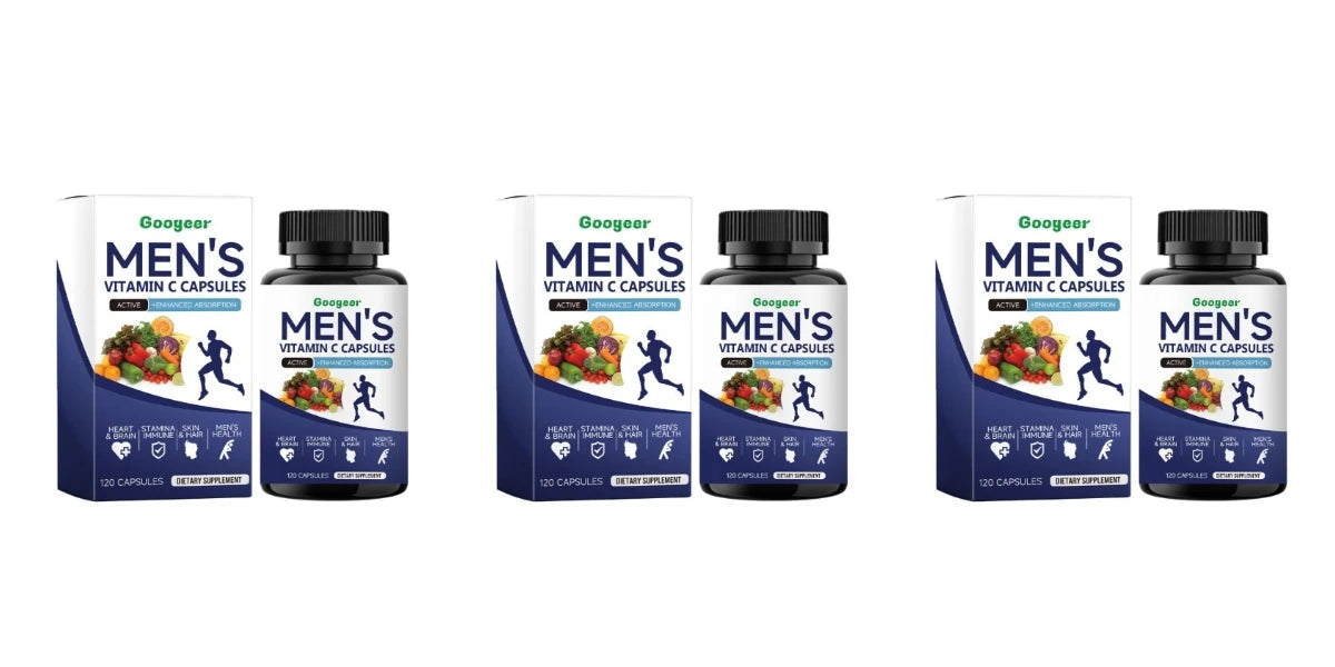 Men's VitaminC Capsule 120Count Dietary Supplement with Sodium Support Skin Hair Health Enhanced Immunity & Nutrient Absorption Healthy supplements
